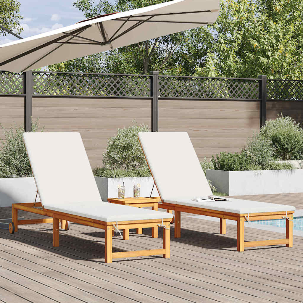 Sun Lounger 2 Pcs Brown 202 X 53 X 89 Cm Solid Acacia Wood