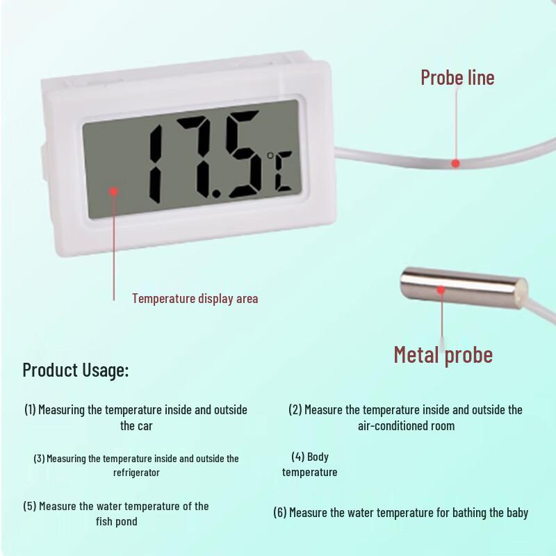 Digital Refrigerator Thermometer Hygrometer with Probe (CN version)