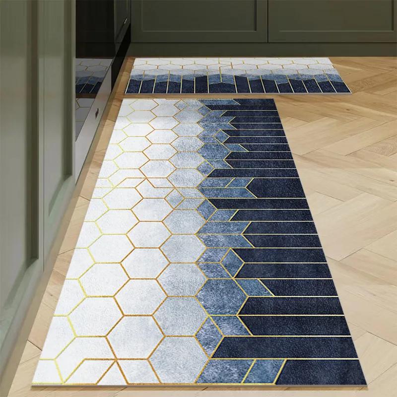 Tapis de sol de cuisine, chambre à coucher, salon, long tapis de chevet, couloir, doux, lavable, antidérapant, paillasson d'entrée de salle de bain