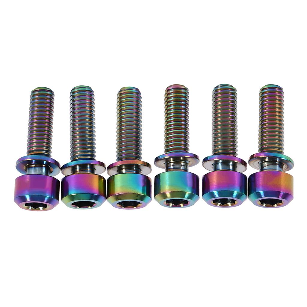 6pcs Titanium Alloy M5 X 18mm Bolts Screw With Washers Set For MTB Bicycle Stem