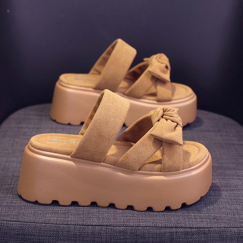 Fashion NEW Casual 8CM Wedge Slippers for Women Summer Non Slip Platform Sandals Woman Open Toe Comfortable Female Chunky Beach Slippers