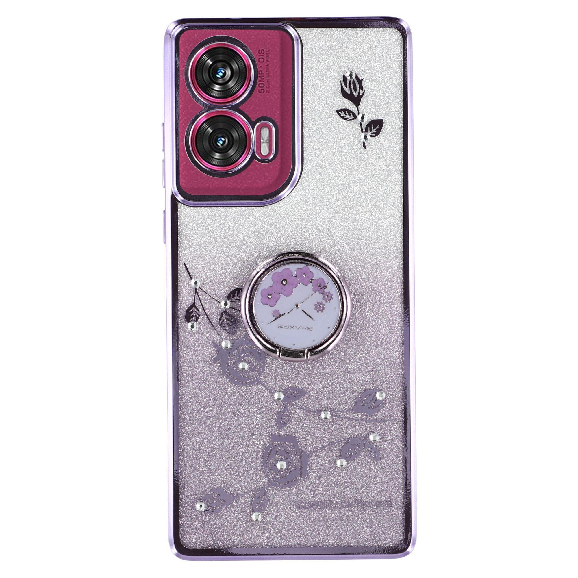 

Чехол KADEM для Motorola Edge 50 Fusion 5G со стразами, мягкий чехол для телефона из ТПУ с подставкой Purple