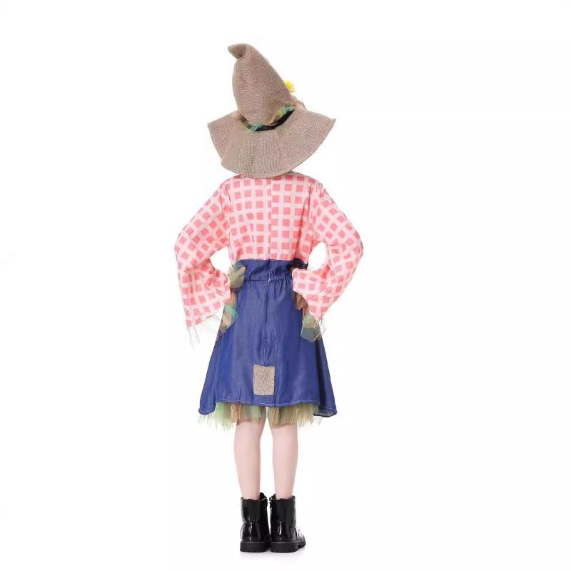 Halloween Wizard of Oz drama costume new scarecrow plaid patch dress parent-child set