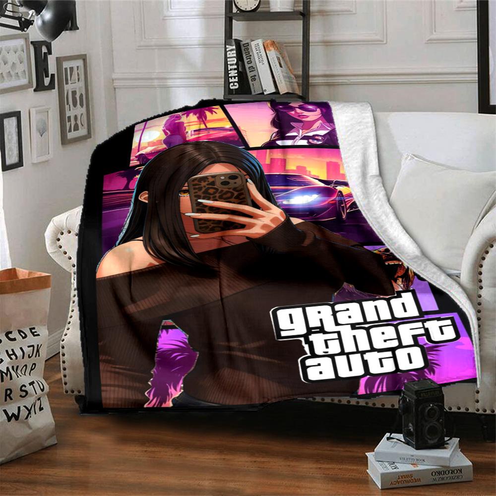 Grand Theft Auto Blanket Soft Warm Cozy Perfect for Picnics Seaside Couch All-Season Use Playful Design Gift for Travel Home Birthdays