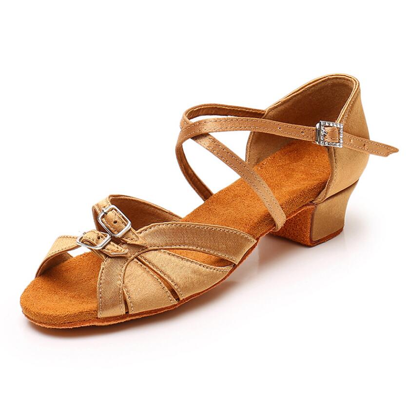 Children Dance Shoes for Girls Women Ballroom Latin shoes Ladies Modern Tango Dancing Performance Shoes Salsa Sandals 3.5CM Heel