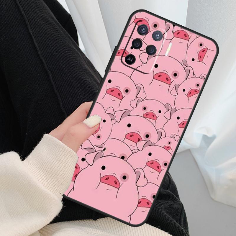 Cartoon Pig Case For Oppo A96 A76 A16 A60 A98 A58 A78 A18 A38 A80 A40 A77 A57 A17 A74 A54 A94 A15 A5 Pro