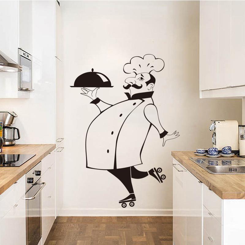 Funny Chef Wall Stickers For Kitchen Tile Glass Walls Waterproof Vinyl Wall Sticker Home Decor Wall Decals House Decorationgg-49
