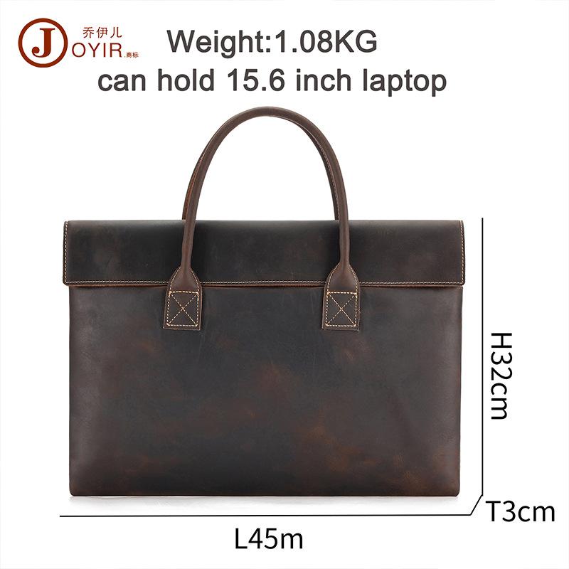 Genuine leather retro business handbag business trip light computer bag mad horse leather high-end leather bag men s briefcase