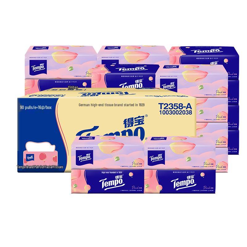 Четырехслойные ароматизированные бумажные салфетки для лица Tempo