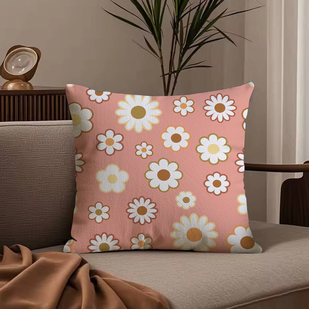 Spring and Summer Floral ART Pillow Case Anti-dustmite Pillowcase Invisible Zipper Silky Short Plush Sofa Cushion Cover