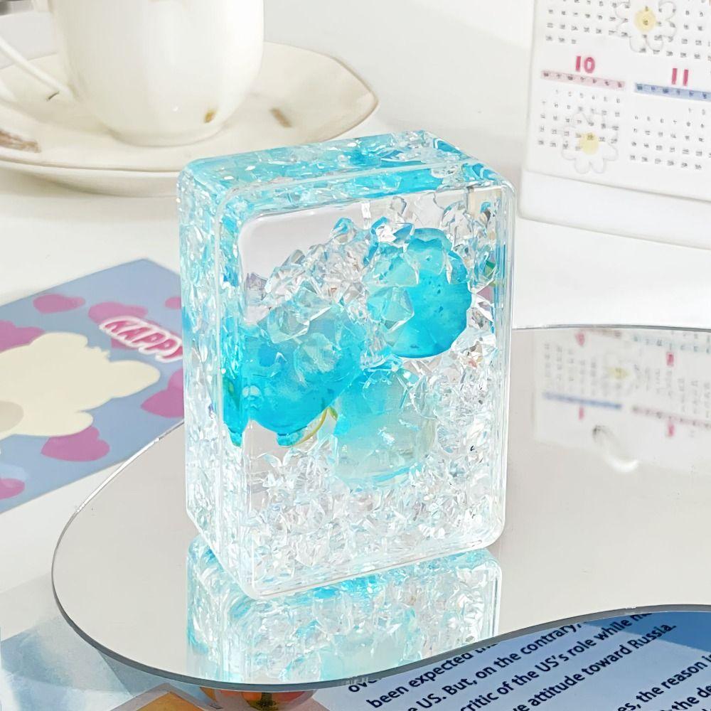 Rectangular Fruit Sand Ornament Transparent Oil Flowing Sand Ornament Acrylic Ornament Home Decor