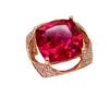 Purple Gold Inlaid Square Redstone Ring Exaggerated Temperament Atmospheric Rose Gold Plated Ring
