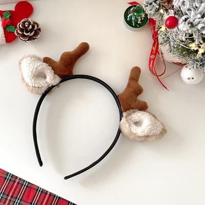 2023 Cute Christmas Plush Antler Ears Headband & Hair Clip