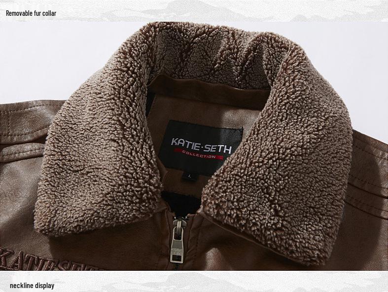 Men's European-American Winter PU Leather Jacket - Velvet Lined, Slim Fit, Lapel Style Outerwear.