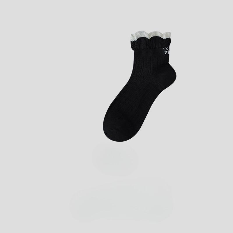 Spitzensocken für Damen im Frühling und Sommer, dünne Baumwollsocken mit perforiertem Mesh und besticktem Ballettstil, schweißabsorbierend und atmungsaktiv