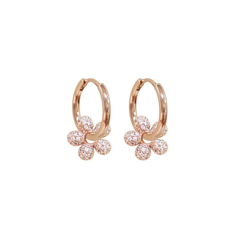 Female High-end Niche Versatile Double Wearing Flower Earrings 1pair