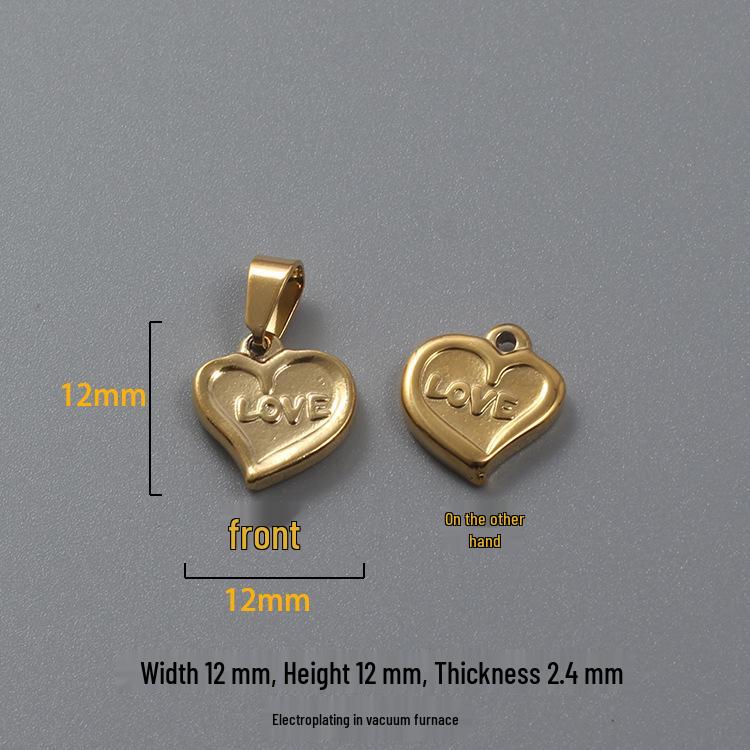 18K Gold Heart Necklace Pendants - Stainless Steel Peach Heart DIY Jewelry Accessories (Multiple Styles)