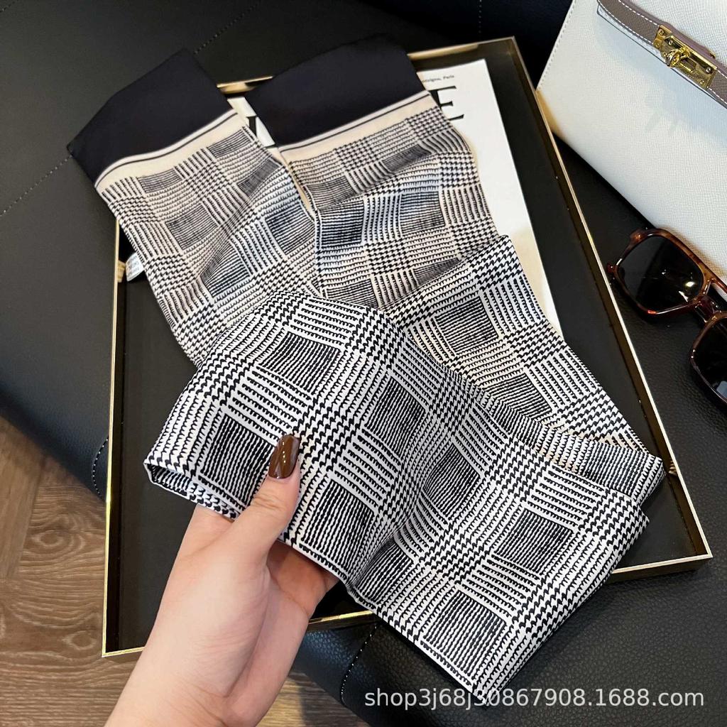 Long Silk Scarf Women's New Small Silk Scarf Printing Simulation Silk Tied Bag Streamer Explosion Sweet Little Scarf
