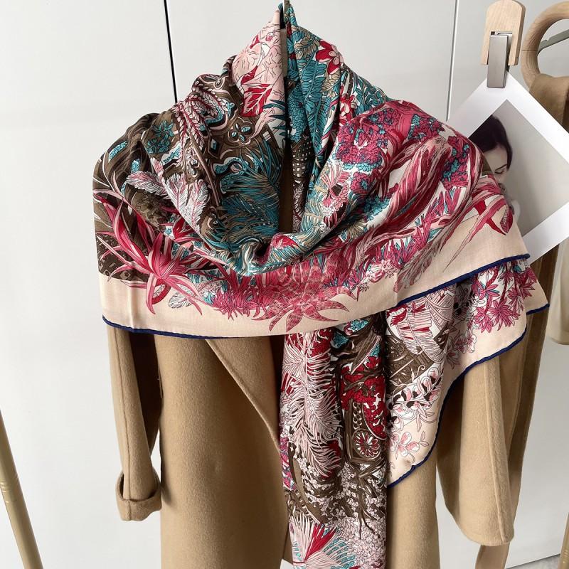 Womens Silk Cashmere Wool Scarf Winter Warm Square Shawl Fashion Luxury