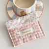 Cotton Flower Pattern Portable Storage Pouch For Daily Use And Travel