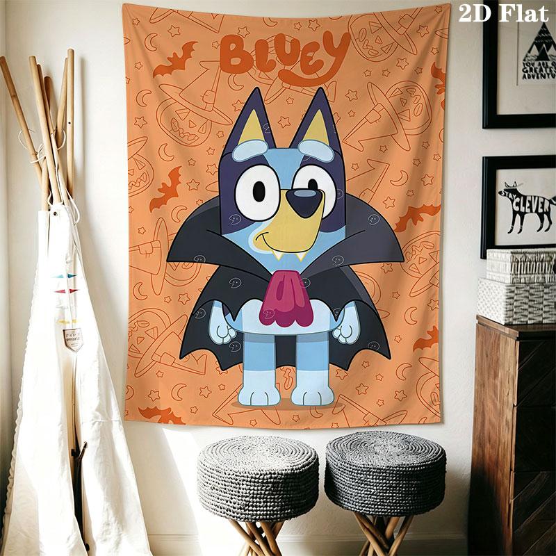 Bluey cartoon Wall Hanging Printed Fabric Blanket Decorative Tapestries for Bedroom Living Room Home Decor