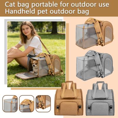 Expandable Pet Carrier Backpack For Cats & Small Dogs, Foldable Portable Travel Bag With Breathable Mesh, Adjustable Straps & Car Seat , Spacious