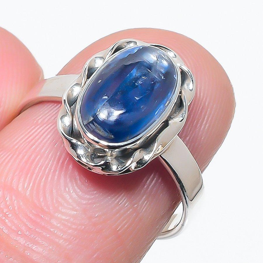 

Natural Blue Kyanite Gemstone Handmade 925 Solid Silver Jewelry Ring Size 7 p5c74