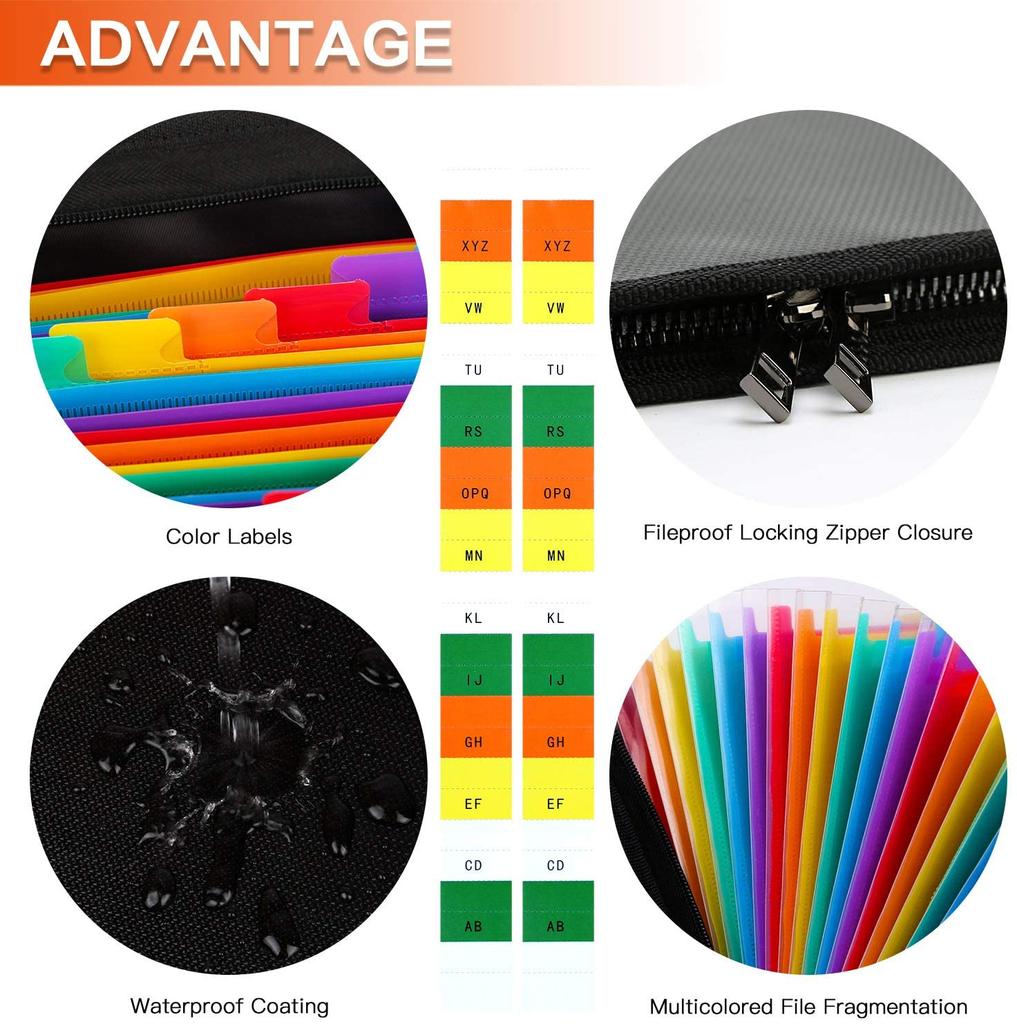 New Design Zipper PP Conference Portfolio Bag Organizer Fireproof Waterproof Expanding File Folder 12 Pocket