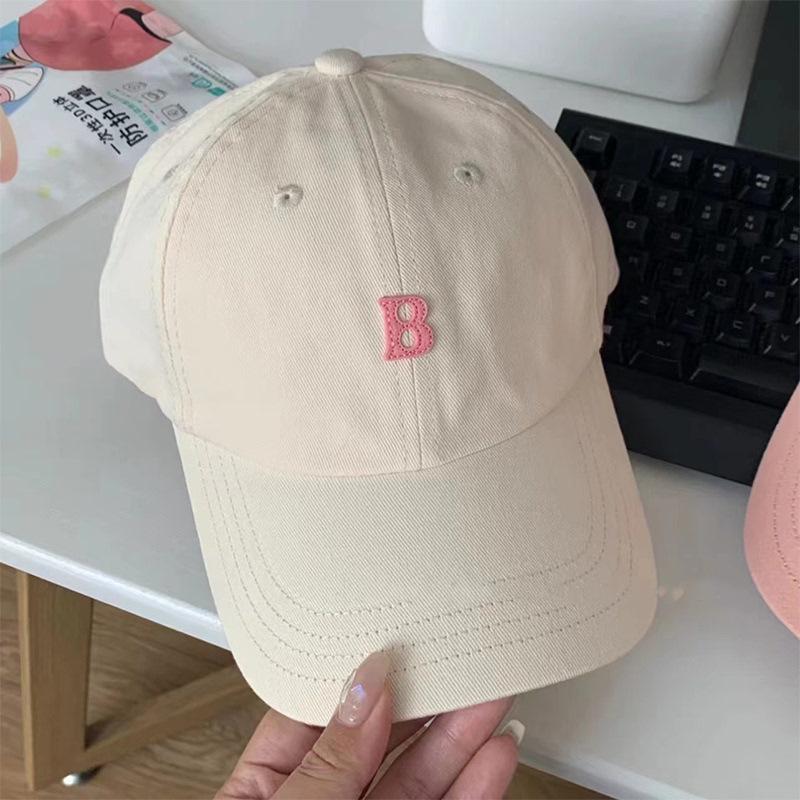 New versatile soft-top hat, baseball cap, pink sun hat, unisex letter baseball cap, Korean Dongdaemun style