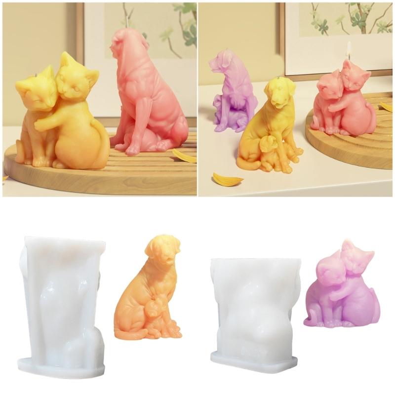 Dog Statue Silicone Candle Molds Food Safe Silicone Temperature Resistant for Resin Casting Candle Soap Home Decoration
