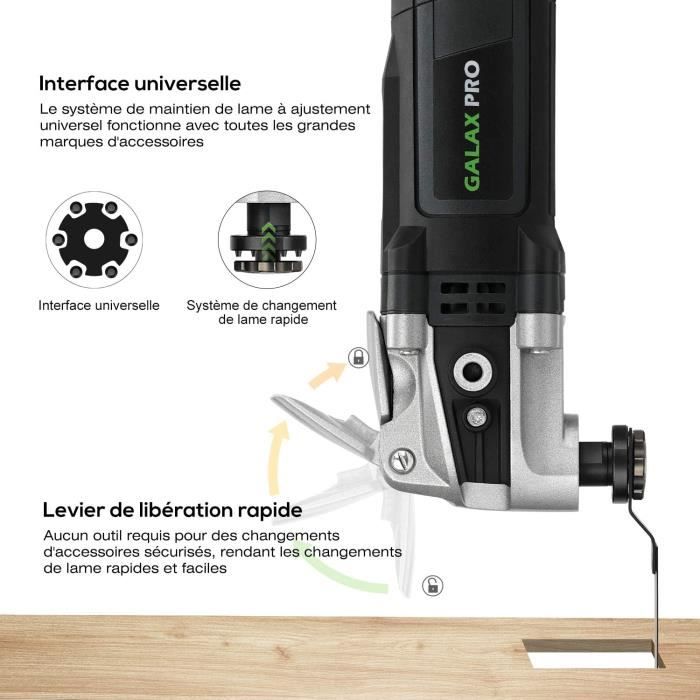 Outil Multifonction Oscillant - GALAX PRO - 400 W - 6 Vitesses - Angle Oscillant 4° - 30 Accessoires