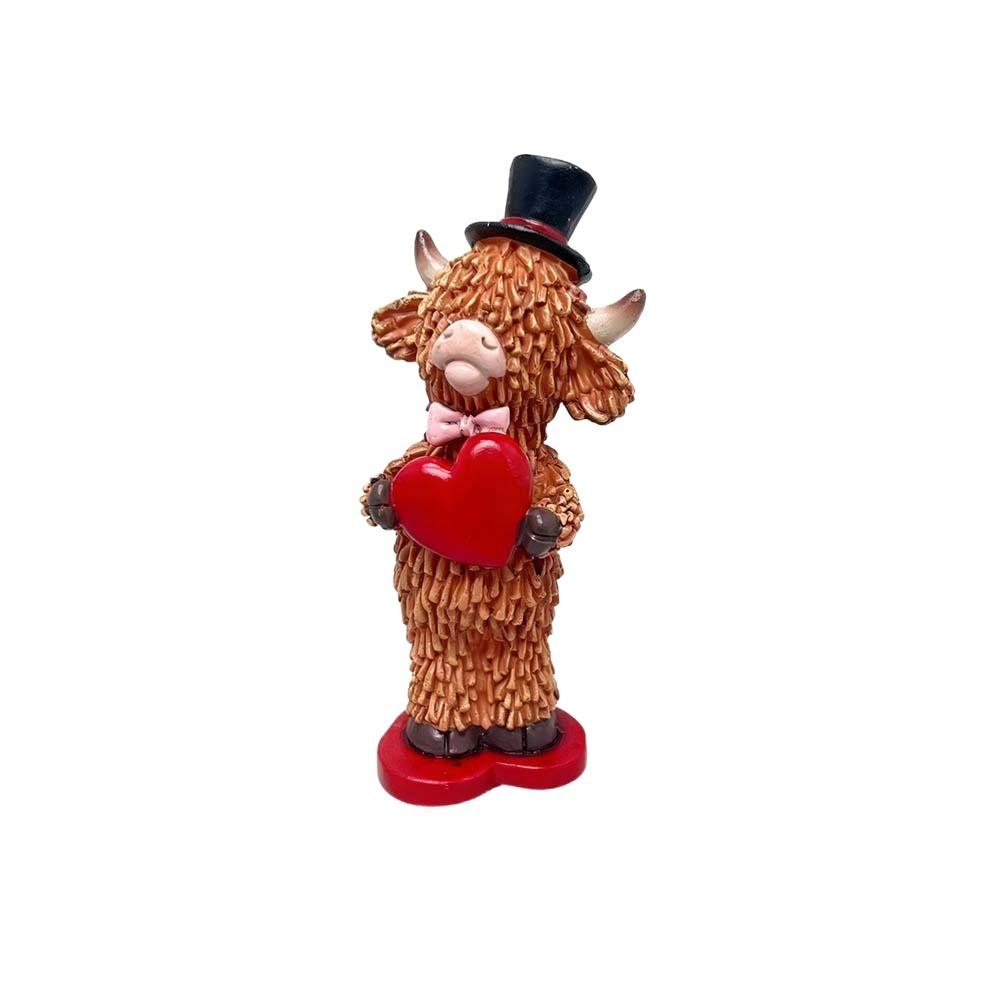 

Romantic Highland Cow Figurine Resin Valentine s Day Ornament Festival Decorative Style 2