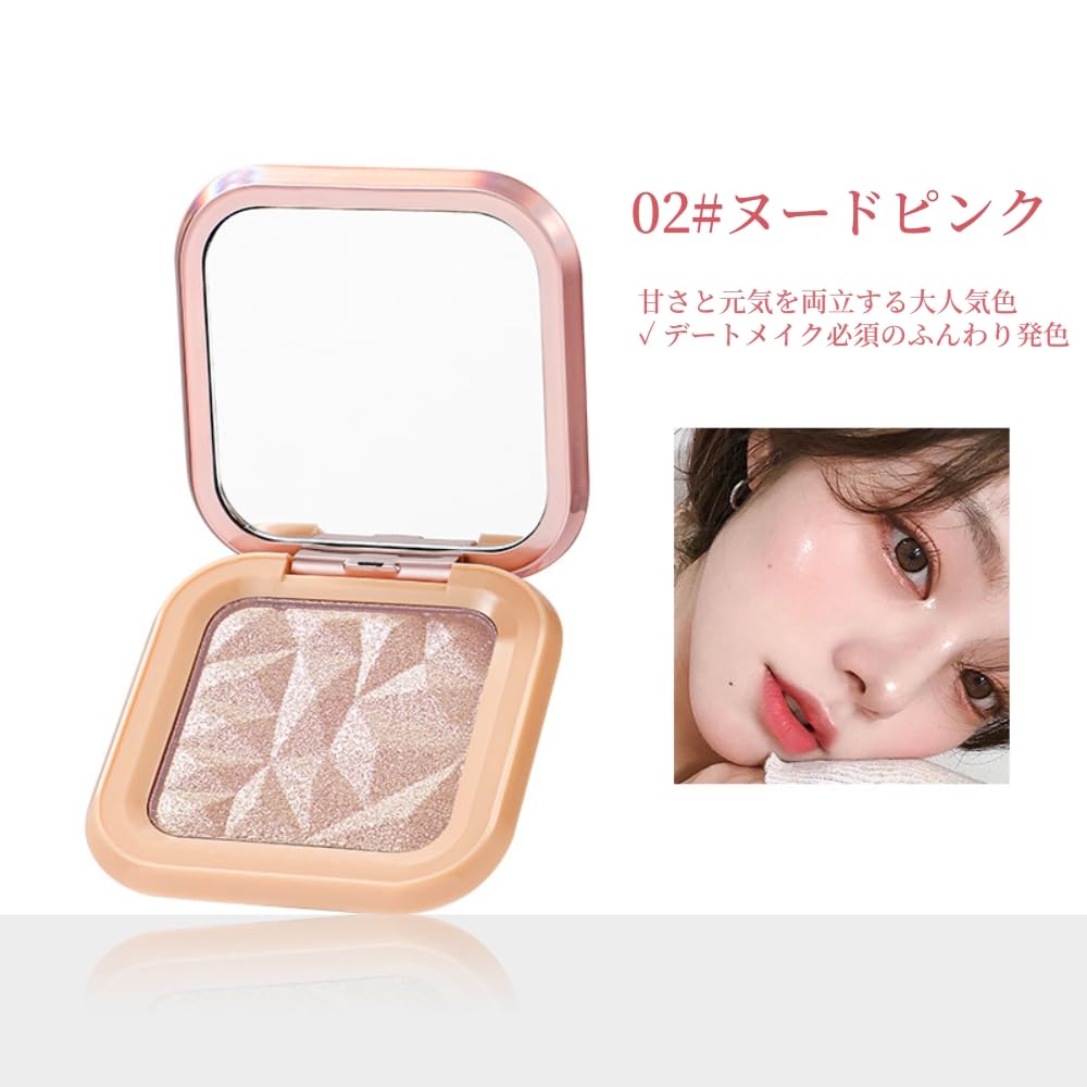 LIANGNISHI Highlight Powder 02 Nude Pink 4 Shades Matte & Pearl Glow Fine Glitter Face Highlighter Contour Shading Makeup Palette Beginner