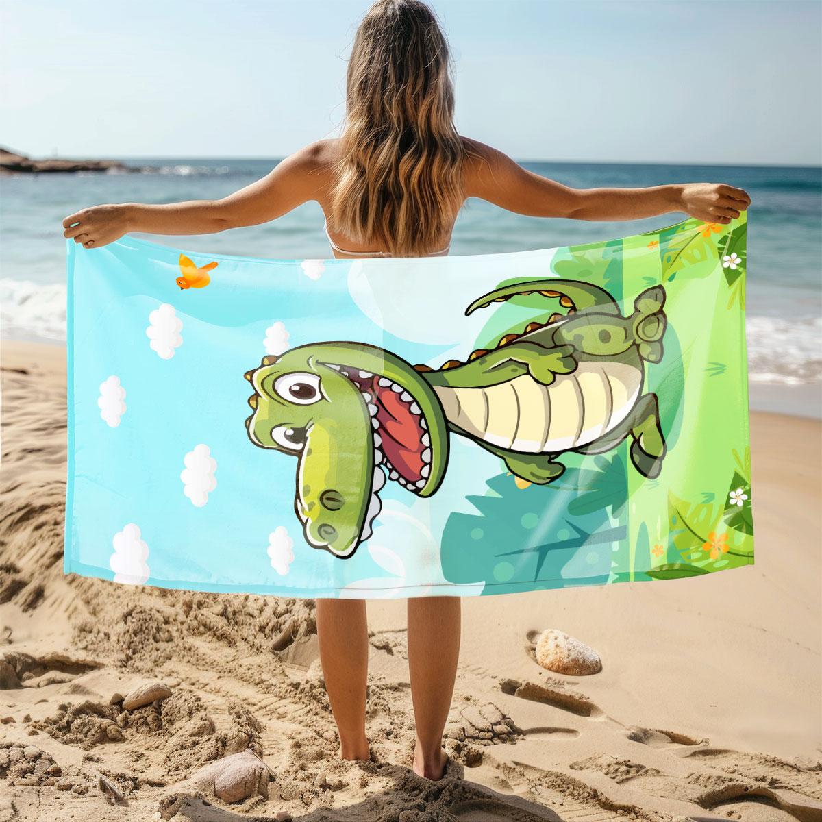 

1pc dinosaur Print towel Sports Quick-Drying Super Absorbent Camping Towel Super Soft Lightweight Gym Swimming Yoga Beach Towel W40*H60(CM)