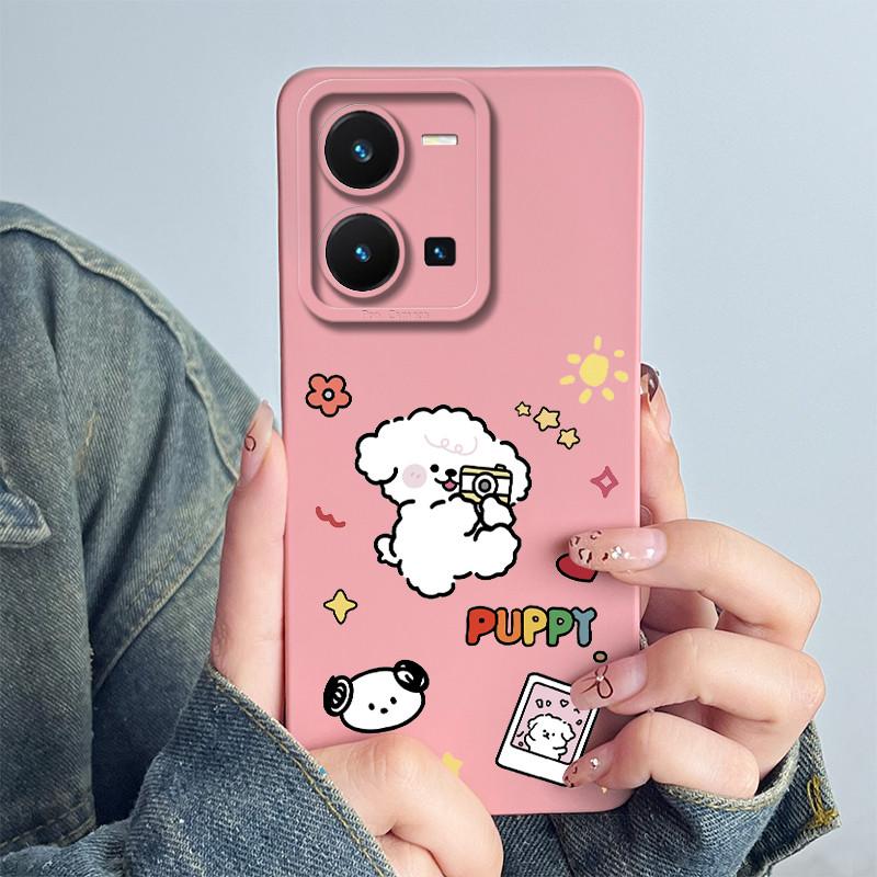 

For Vivo Y35 Y22T Phone Case Capa Soft Silicone Cute Cartoon Panda Flower Boys Girls Painted Shell Protective Back Cover Funda Vivo Y35