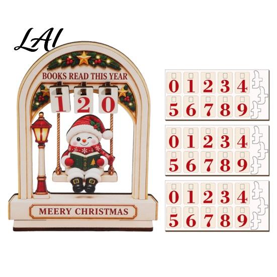 Reading Tracker Calendar Wooden Christmas Tracker Santa Arch Shelf Desktop Decor Decorative Holiday Table Ornaments with Adjustable Number Counters