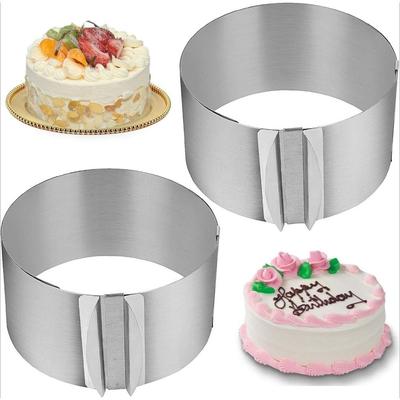 Verstellbare Kuchenringform Edelstahl Rund Backring Teleskop Mousse Kuchenring DIY Gebäck Kochzubehör Kuchenwerkzeuge