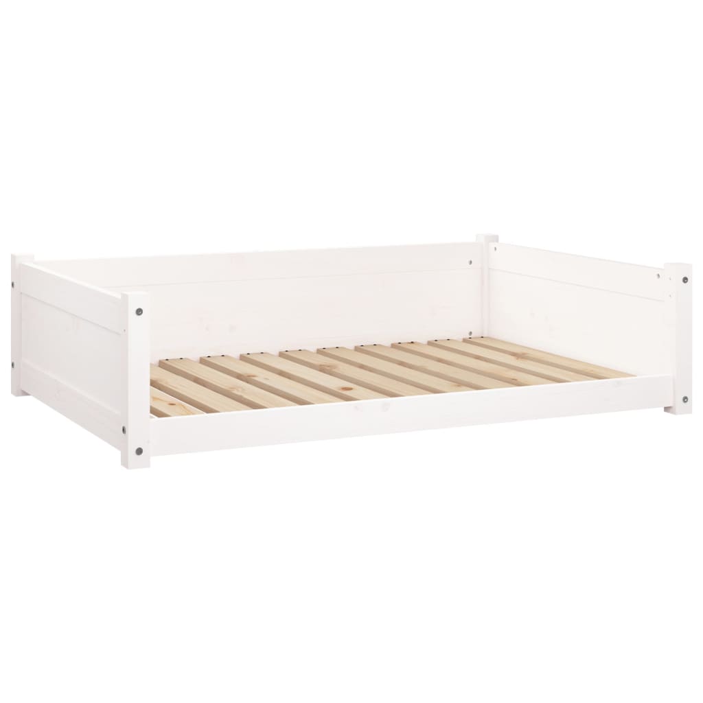 Hundebett Weiß 105,5 x 75,5 x 28 cm Massivholz Kiefer