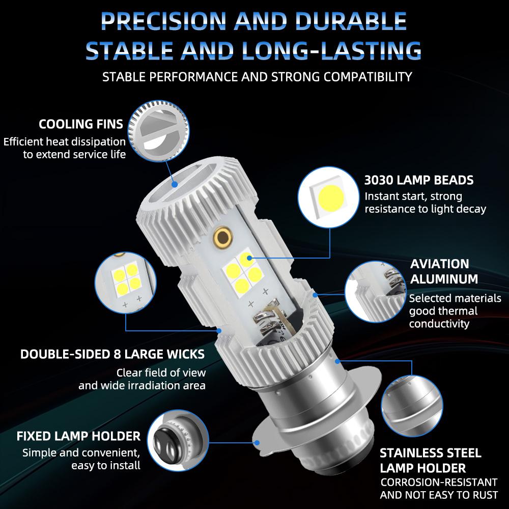 1x P15D LED Headlight Motor 6000K White Lamp LED Bright Motorcycle 12V Moto Bulb For Yamaha Raptor 700 700R For Honda TRX450R