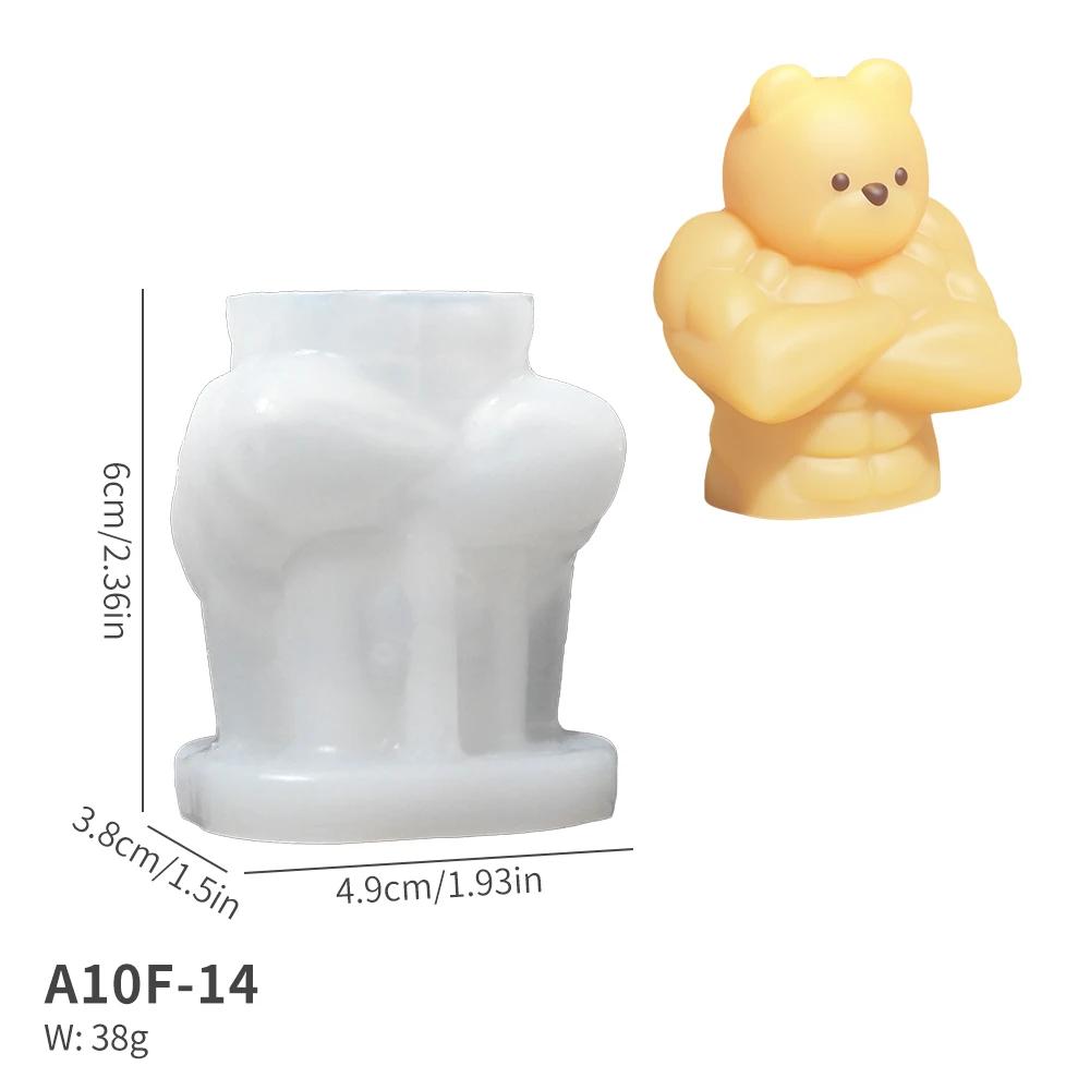 Muscle Bear Resin Molds 3D Cute Bodybuilder Bear Silicone Molds for Resin Candles Soap Making Reusable DIY Funny Animal Molds