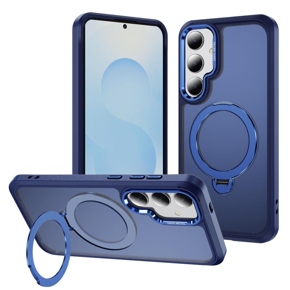 360°Rotating Magnet Ring Fold Rotating Stand Phone Case For Samsung S26 Edge S24 S25 Ultra S23 Plus Frosted Translucent Cover