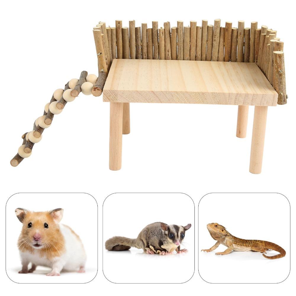 1 set Logs Hamster Climbing Platform Handcrafted With Ladder Small Pet Activity Playground Chewable Stable