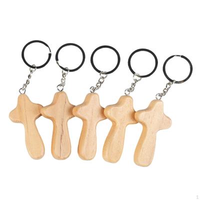 5 Stück Kreuz Schlüsselanhänger Anhänger Holz Handwerk Dekoration Mehrzweck Anhänger Tragbares Geschenk Schlüsselanhänger