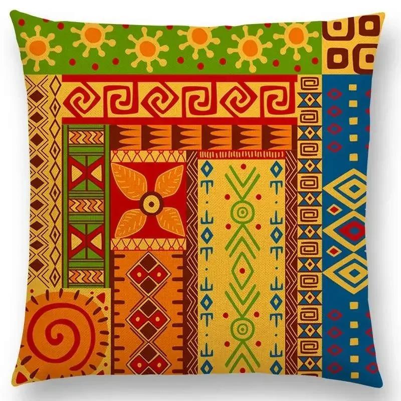 Home Decor Colorful Ethnic Pattern Decorative Pillow Covers Pattern Cushion Cover Suitable For Sofa Bedroom Car Pillow Cover
