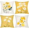 Yellow and White Flower Patterned Cushion Covers Polyester pillowcase, sofa decorative cushion cov Headboard Pillow