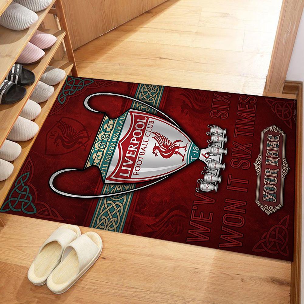 Liverpool Fc Customized Name Floor Rug Office Rug Design For Playrooms Dormitory Entryway Living Rooms Antislip Rug Anime Office Decor