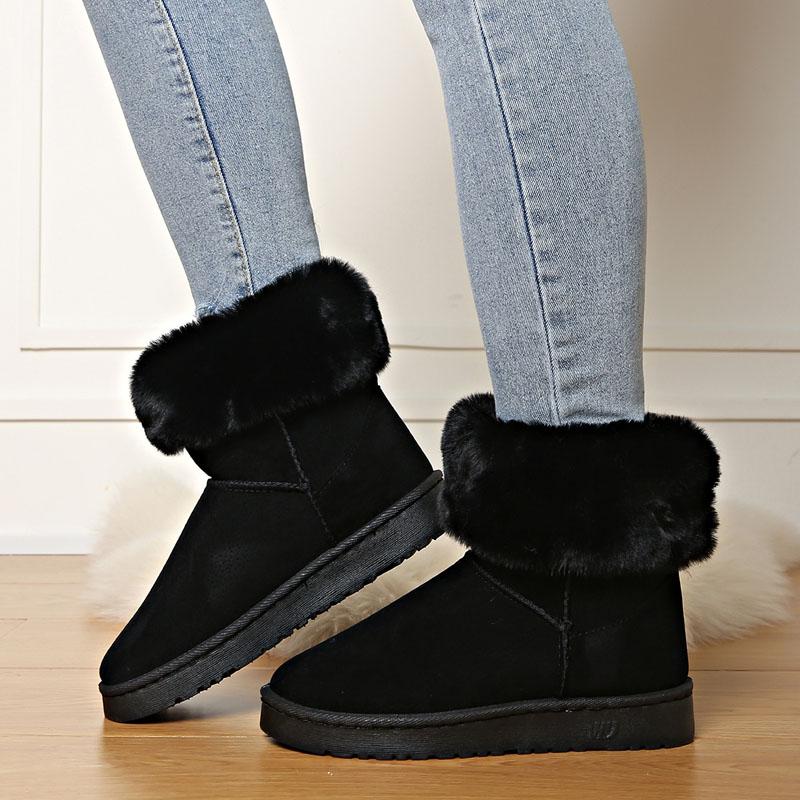 Νέες Μπότες Χιονιού από Συνθετική Γούνα για Γυναίκες Χειμερινά υποδήματα Άνετα Μποτάκια Κορίτσια Ζεστές Μπότες mujer Φλατ Με Μποτάκια μέχρι τον Αστράγαλο WSH5001