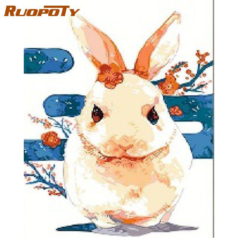 

Ruopoty, безрамные милые животные, наборы для рисования по номерам «сделай сам», подарок на холсте, картина для дома, настенная художественная картина, картина «сделай сам», домашнее искусство 40x50CM NO Frame