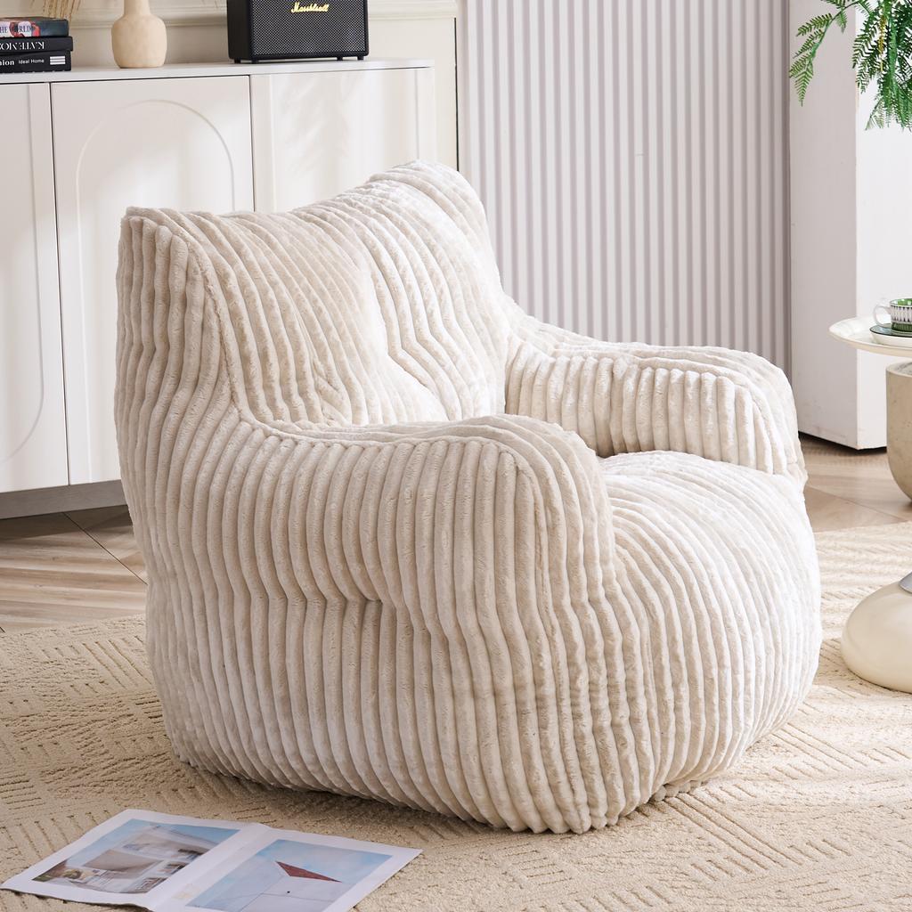 010-Soft Padded Foam Beanbag with Corduroy Cover, Beige