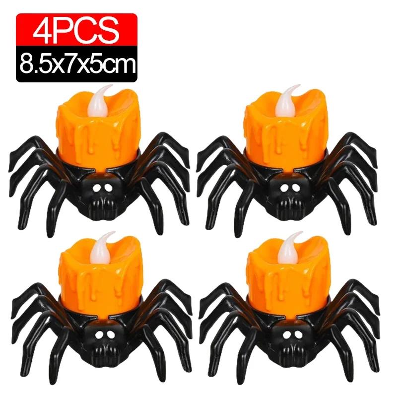 122Pcs Led Spider Candle Light Lamp Flickering Flameless Battery Lights Flashing Electric Candles Halloween Party Decoration